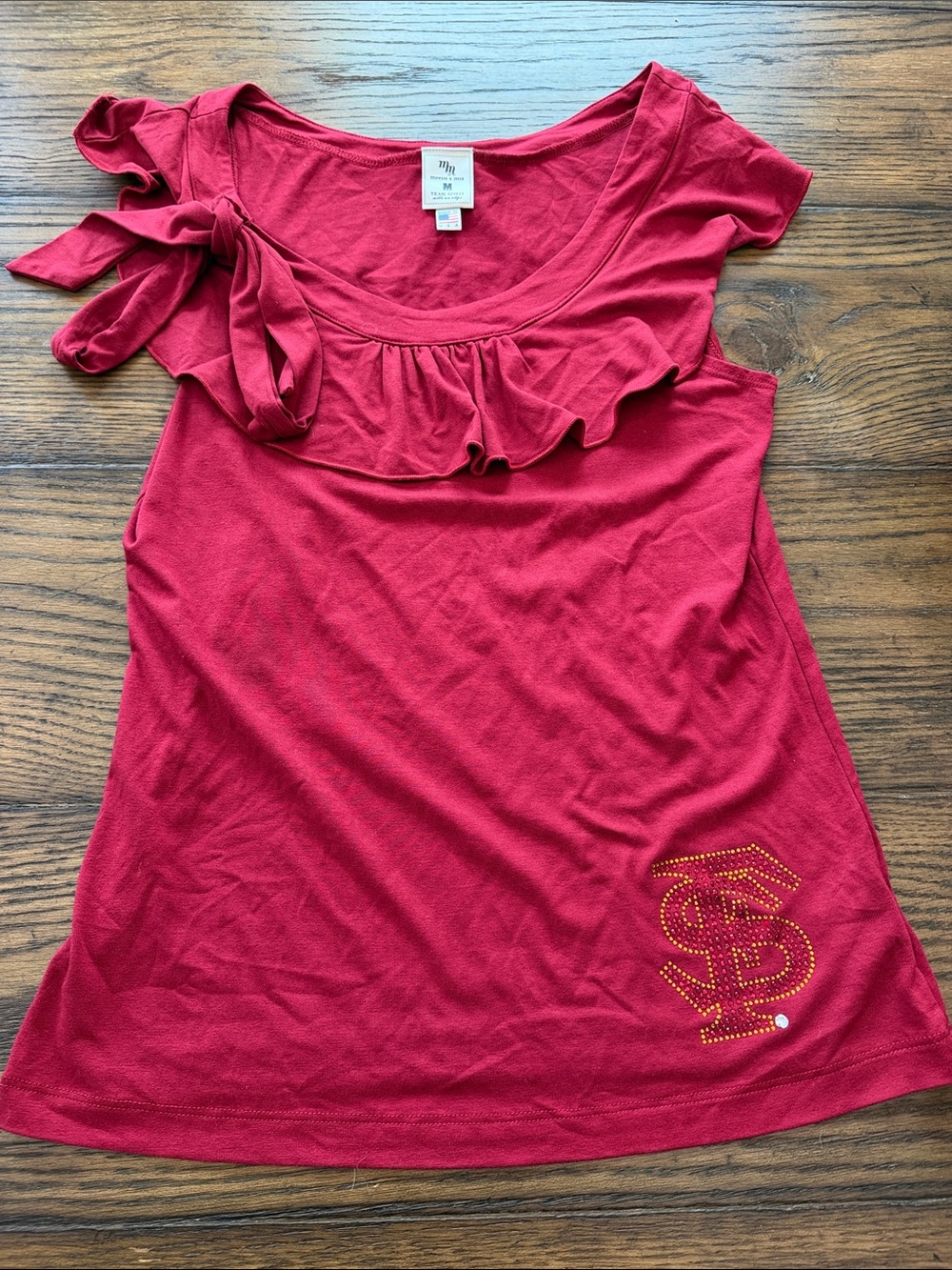Florida State Short-Sleeve Ruffle Top with Side Bow